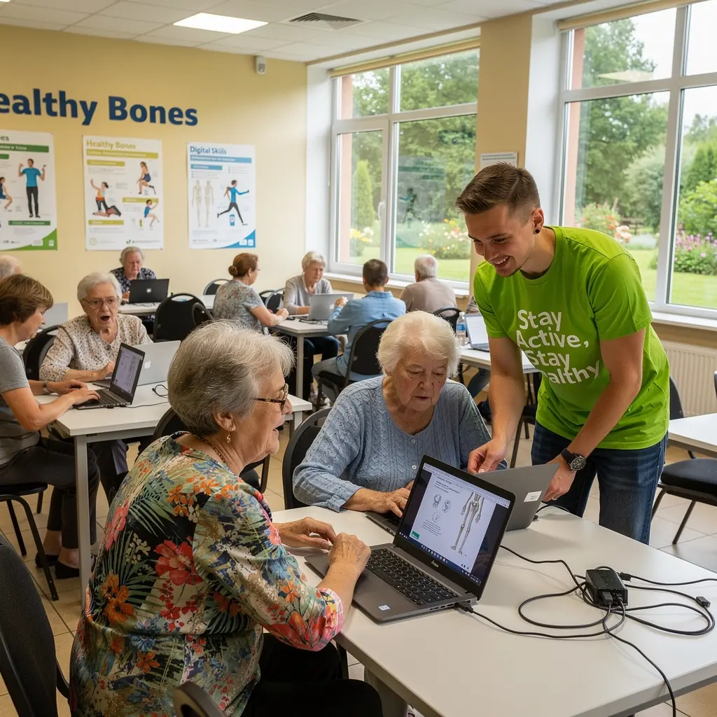 Seniori izmanto elastīgās lentes vingrinājumos, lai palielinātu izturību.