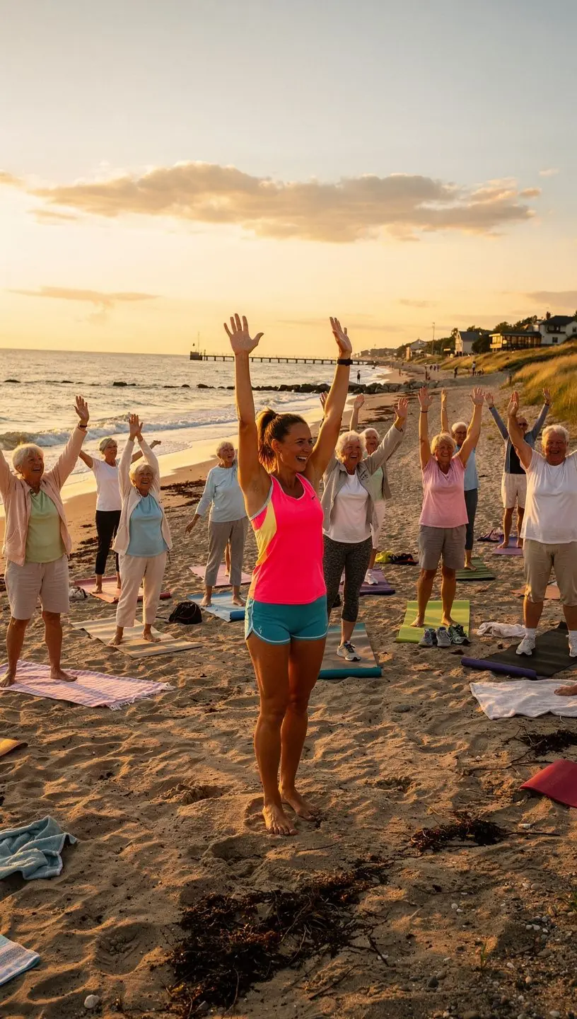 Senioru grupas treniņš, kurā tiek akcentēta kaulu veselība un izturība.